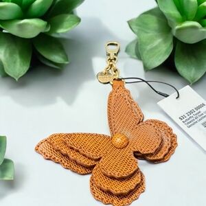 🤎🔹️Brahmin 🔹️Butterfly Tassel TOBACCO ALL OVER LIZARD Purse Charm NWT